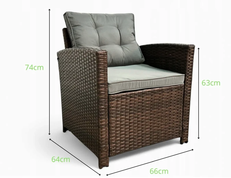 Zestaw mebli ogrodowych Maxipolo z technorattanu dwa fotele  - wymiary