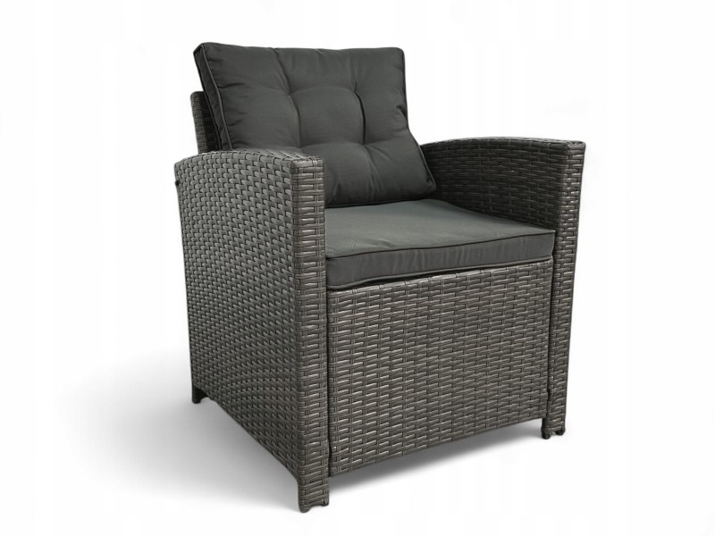 Zestaw mebli ogrodowych Maxipolo z technorattanu dwa fotele Szary