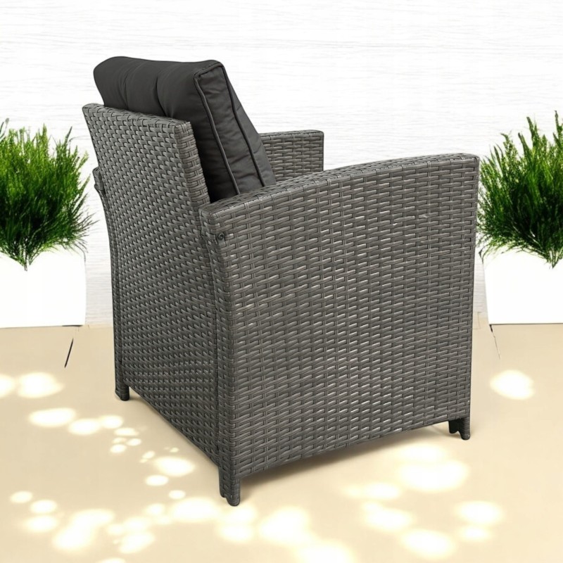 Zestaw mebli ogrodowych Maxipolo z technorattanu dwa fotele Szary