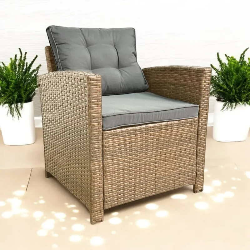 Zestaw mebli ogrodowych Maxipolo z technorattanu dwa fotele kolor Naturalny