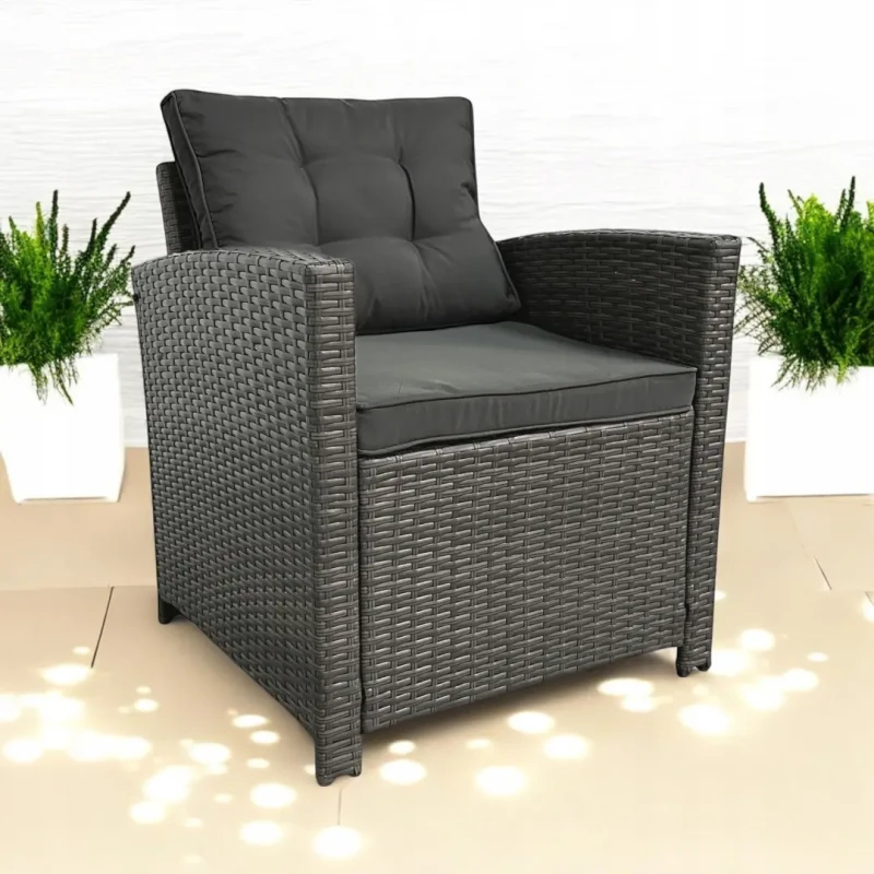 Zestaw mebli ogrodowych Maxipolo z technorattanu dwa fotele Szary