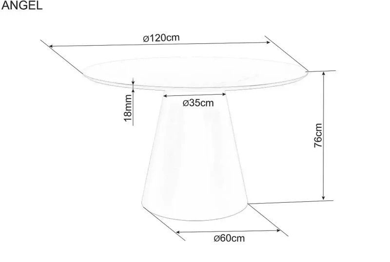 Stół okrągły Angel do jadalni 120 cm dąb/czarny mat