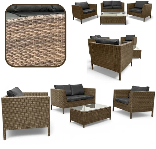 Zestaw mebli ogrodowych z technorattanu Botanica Brąz jasny