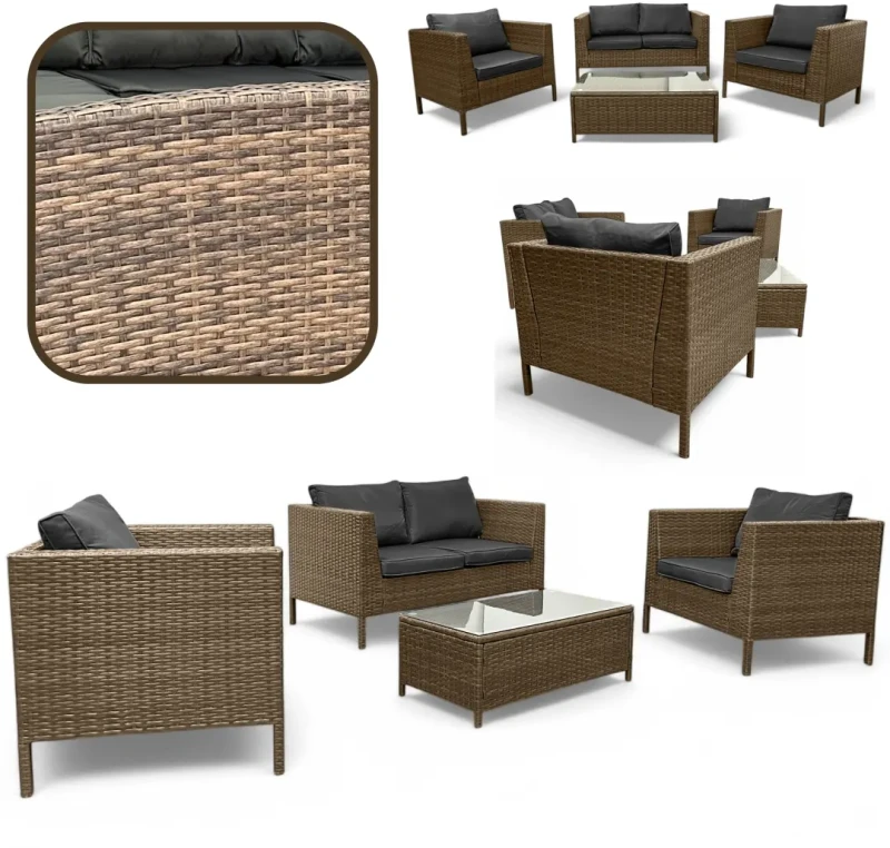 Zestaw mebli ogrodowych z technorattanu Botanica Brąz jasny