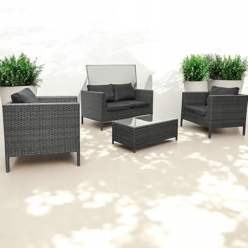 Zestaw mebli ogrodowych z technorattanu Botanica kolor Szary