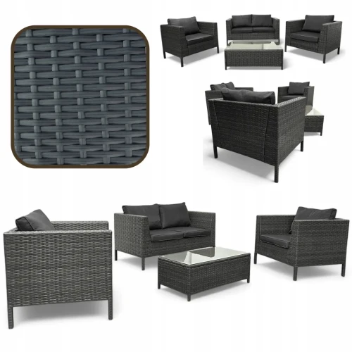 Zestaw mebli ogrodowych z technorattanu Botanica Szary