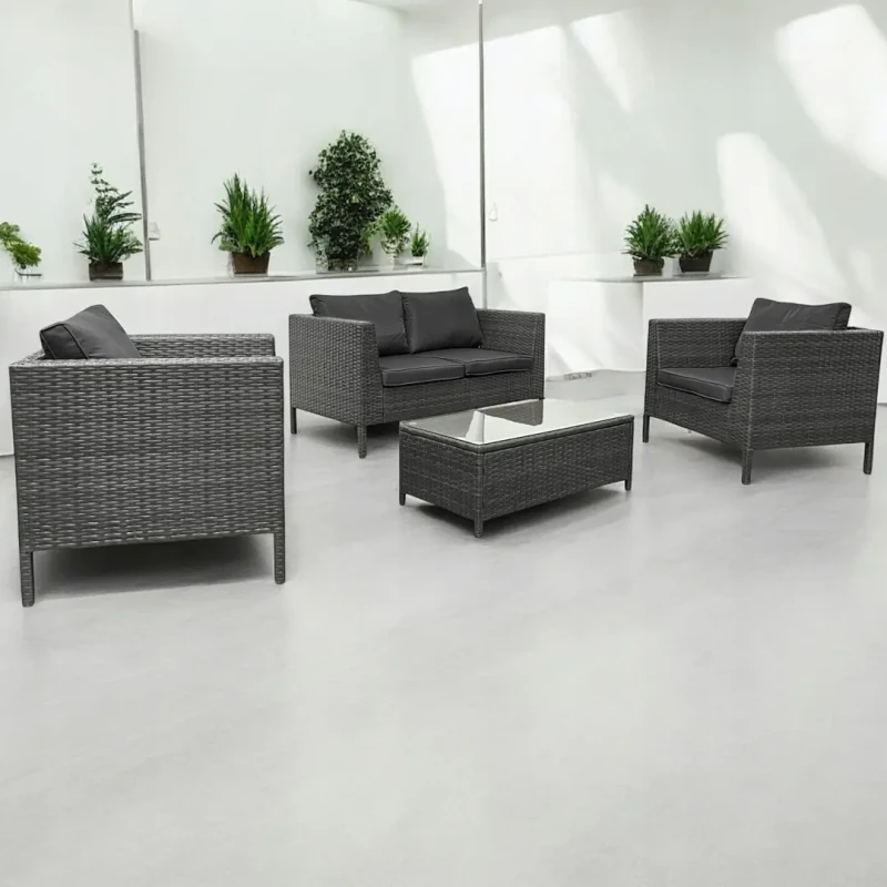 Zestaw mebli ogrodowych z technorattanu Botanica Szary
