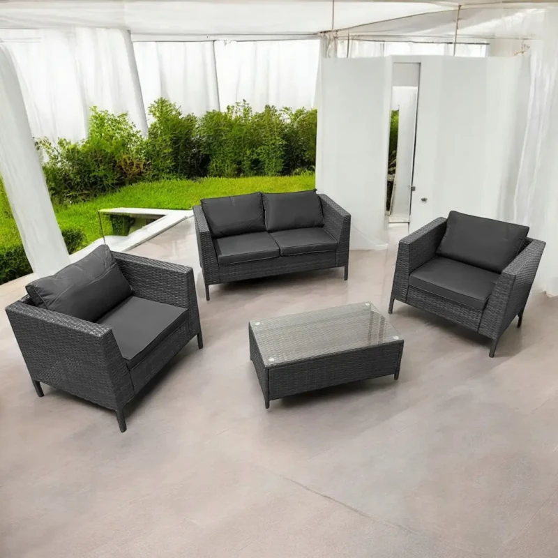 Zestaw mebli ogrodowych z technorattanu Botanica Szary