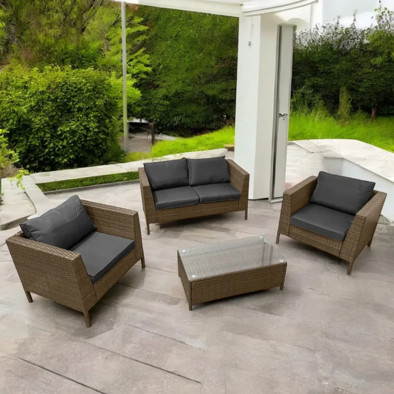 Zestaw mebli ogrodowych z technorattanu Botanica kolor Brąz jasny