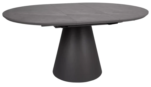 Stół okrągły Angel II rozkładany do jadalni 120-160 cm szary efekt marmuru/czarny