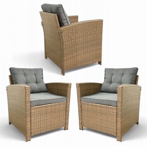 Zestaw mebli ogrodowych Maxipolo z technorattanu dwa fotele Naturalny