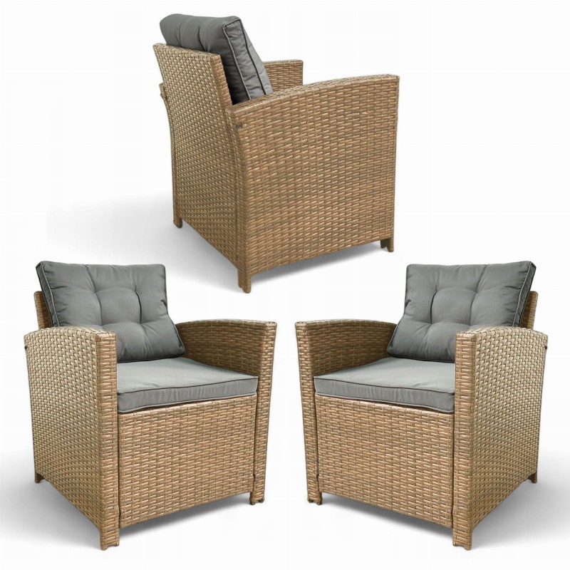 Zestaw mebli ogrodowych Maxipolo z technorattanu dwa fotele Naturalny