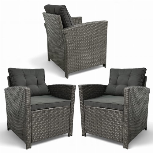 Zestaw mebli ogrodowych Maxipolo z technorattanu dwa fotele Szary