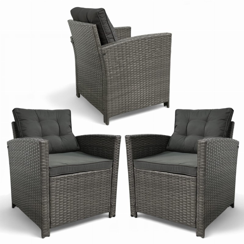 Zestaw mebli ogrodowych Maxipolo z technorattanu dwa fotele Szary