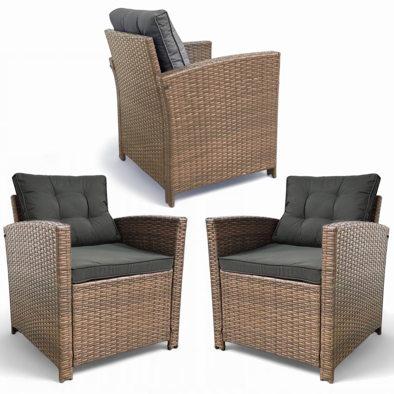 Zestaw mebli ogrodowych Maxipolo z technorattanu dwa fotele Brąz jasny