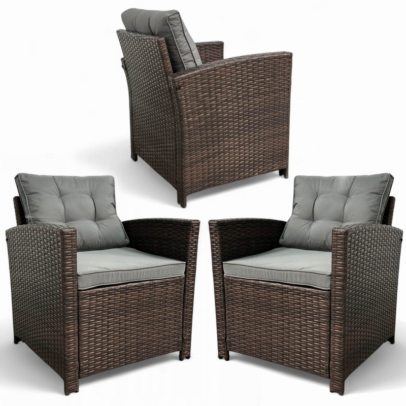 Zestaw mebli ogrodowych Maxipolo z technorattanu dwa fotele Brąz