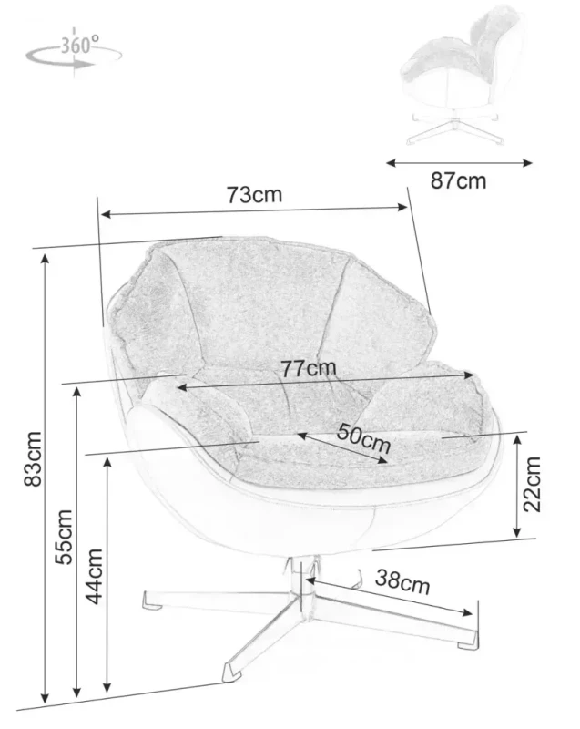 Fotel tapicerowany Betty z obrotowym siedziskiem do salonu beżowy