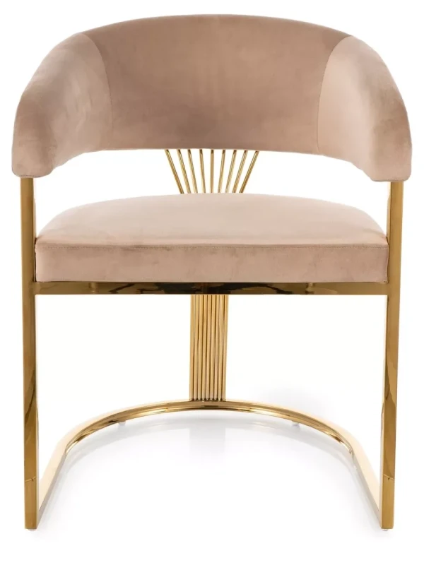 Krzesło tapicerowane Crown Velvet do jadalni złoty stelaż/beżowy Bluvel 28
