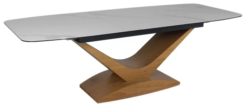 Stół rozkładany Dolce Ceramic 180-240 cm biały statuario venato/dąb