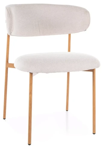 Krzesło tapicerowane Elton D Brego nowoczesne do jadalni dąb/jasny beżowy