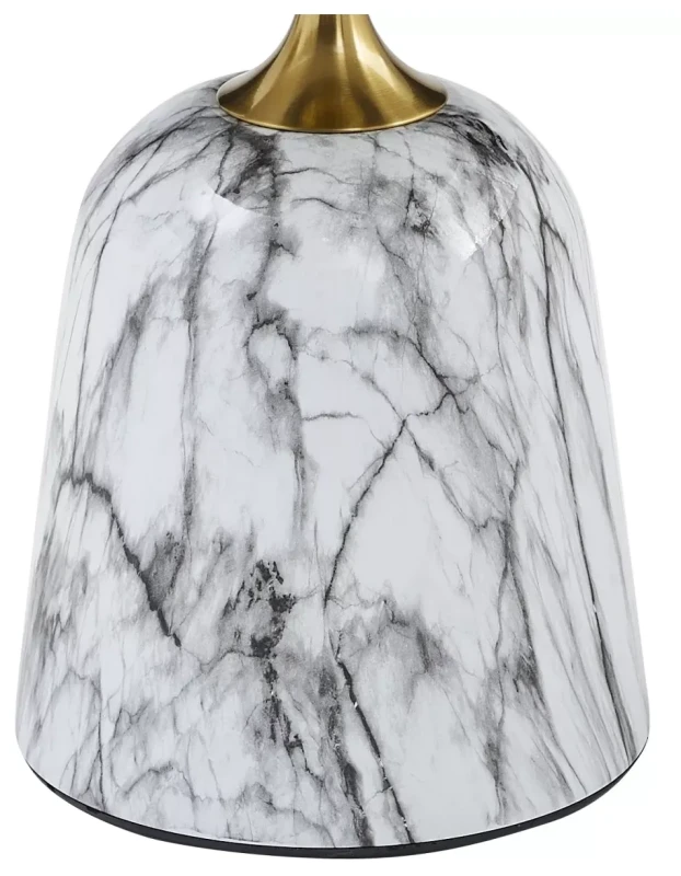 Ława okrągła Fama do salonu 50 cm biały efekt marmuru/złoty