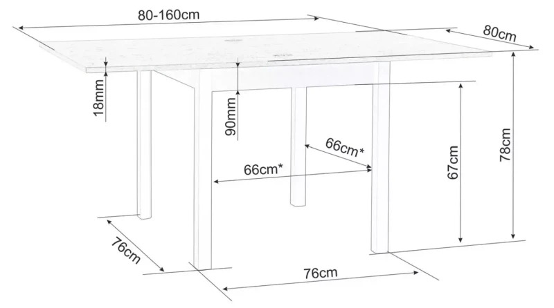 Stół rozkładany Flip 80-160 cm dąb cremona torro/kaszmir