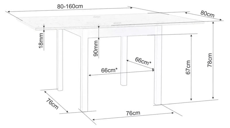 Stół rozkładany Flip 80-160 cm kaszmir/dąb cremona torro