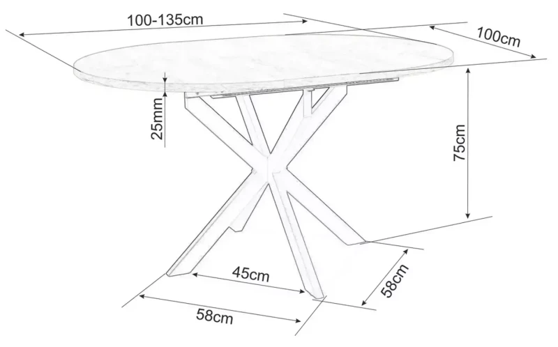 Stół rozkładany Gaston Ceramic do jadalni 100-135 cm biały mat