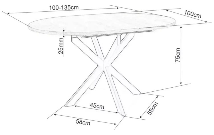 Stół rozkładany Gaston Ceramic do jadalni 100-135 cm czarny mat