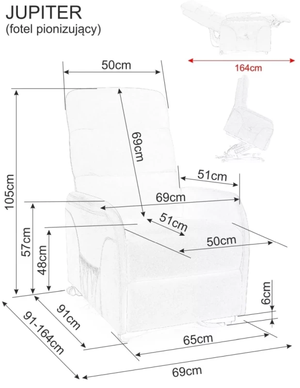 Fotel rozkładany Jupiter M Velvet z funkcją masażu i pionizacji do salonu szary Bluvel 14