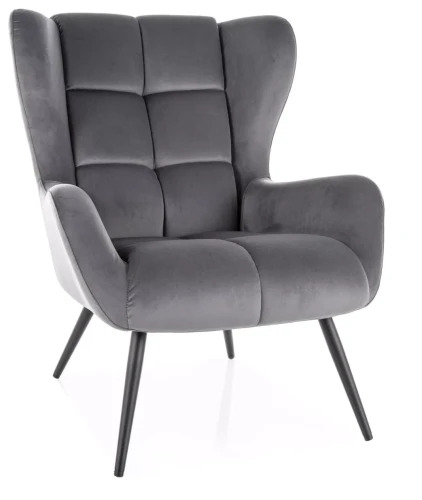 Fotel tapicerowany Louis Velvet pikowany do salonu szary Bluvel 14