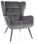 Fotel tapicerowany Louis Velvet pikowany do salonu szary Bluvel 14