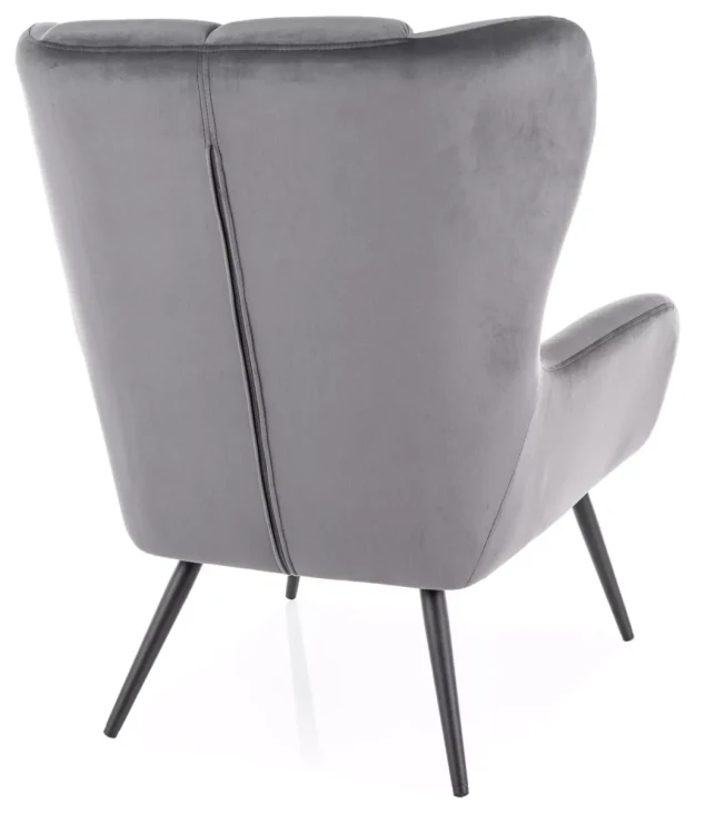 Fotel tapicerowany Louis Velvet pikowany do salonu szary Bluvel 14