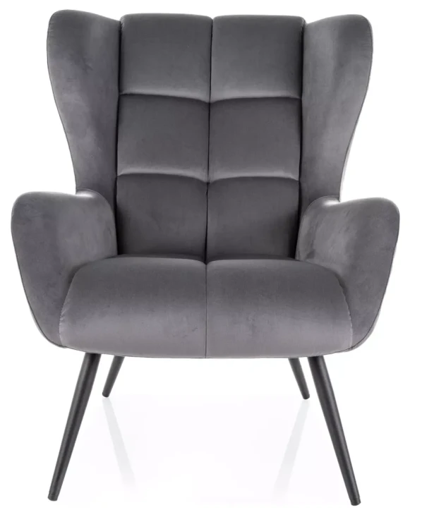 Fotel tapicerowany Louis Velvet pikowany do salonu szary Bluvel 14