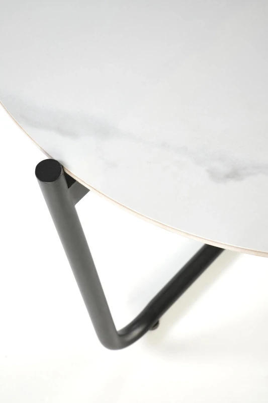 Stolik kawowy Acuna S okrągły do salonu 50 cm biały marmur