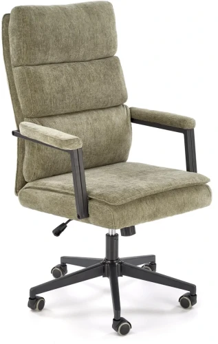 Fotel obrotowy Adriano tapicerowany z mechanizmem TILT do biura gabinetu oliwkowy