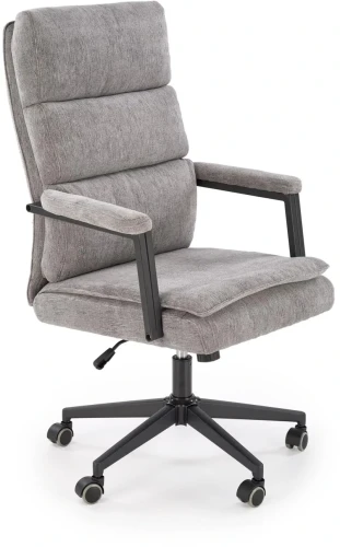 Fotel obrotowy Adriano tapicerowany z mechanizmem TILT do biura gabinetu popielaty