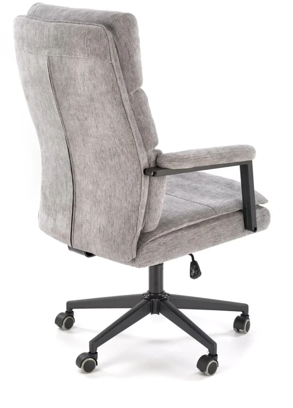 Fotel obrotowy Adriano tapicerowany z mechanizmem TILT do biura gabinetu popielaty