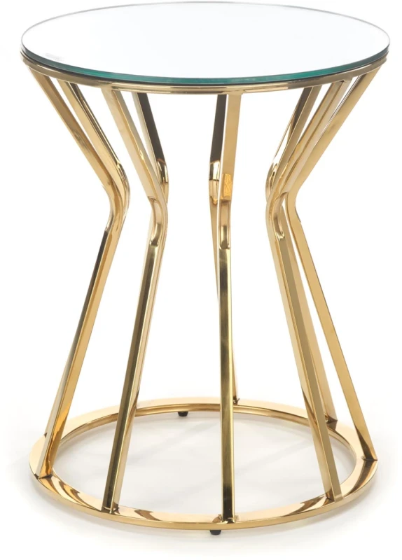 Stolik kawowy Afina S szklany blat do salonu 45 cm złoty