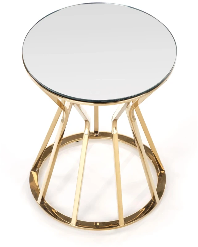 Stolik kawowy Afina S szklany blat do salonu 45 cm złoty