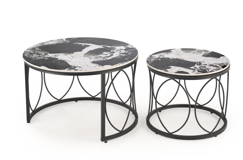Zestaw 2 stolików kawowych Alexandra ławy do salonu czarny marmur