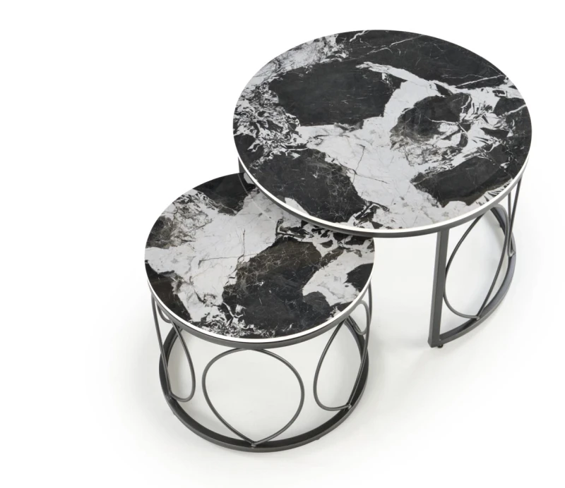 Zestaw 2 stolików kawowych Alexandra ławy do salonu czarny marmur