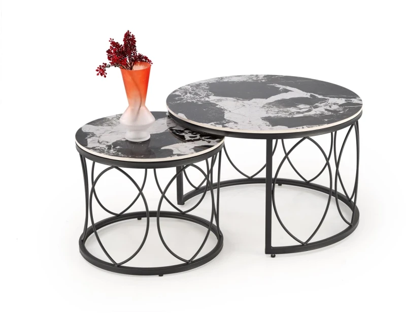 Zestaw 2 stolików kawowych Alexandra ławy do salonu czarny marmur