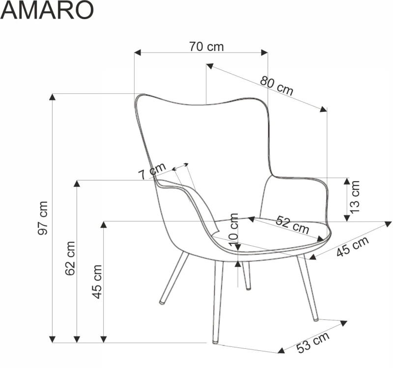 Fotel wypoczynkowy Amaro do salonu musztardowy