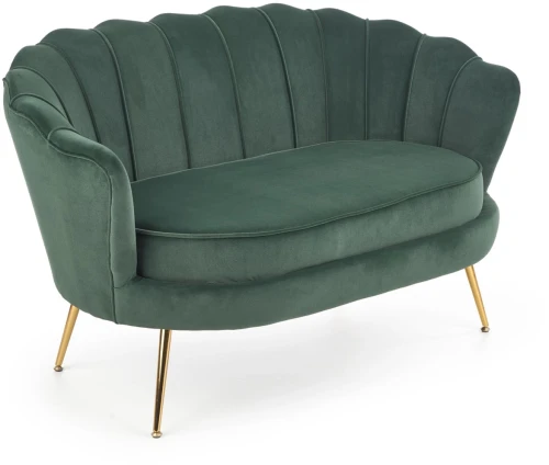 Sofa muszelka Amorinito XL w stylu glamour do salonu ciemny zielony