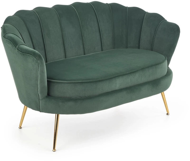 Sofa muszelka Amorinito XL w stylu glamour do salonu ciemny zielony