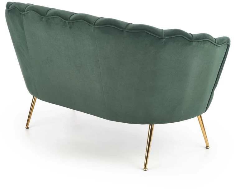 Sofa muszelka Amorinito XL w stylu glamour do salonu ciemny zielony