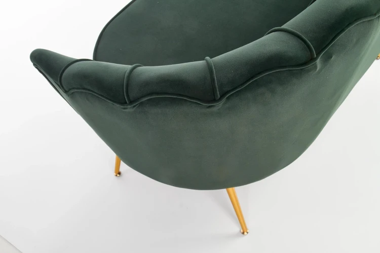 Sofa muszelka Amorinito XL w stylu glamour do salonu ciemny zielony