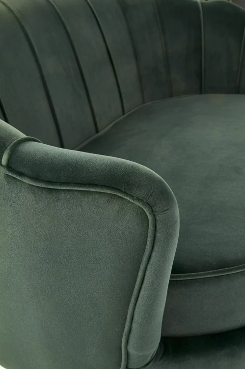 Sofa muszelka Amorinito XL w stylu glamour do salonu ciemny zielony