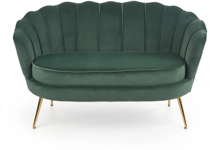 Sofa muszelka Amorinito XL w stylu glamour do salonu ciemny zielony